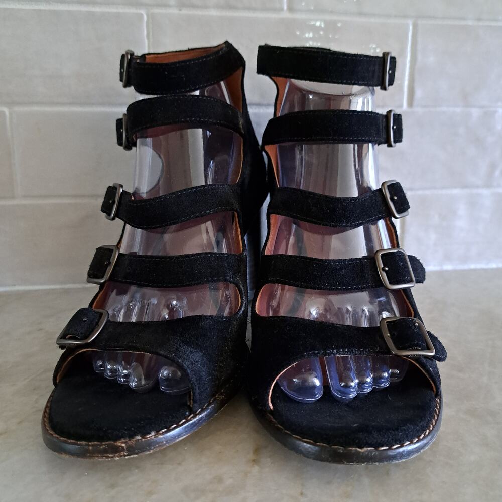 COACH Black Suede Buckle Bootie with Prairie Rivets Size 9 Heels - Picture 3 of 13